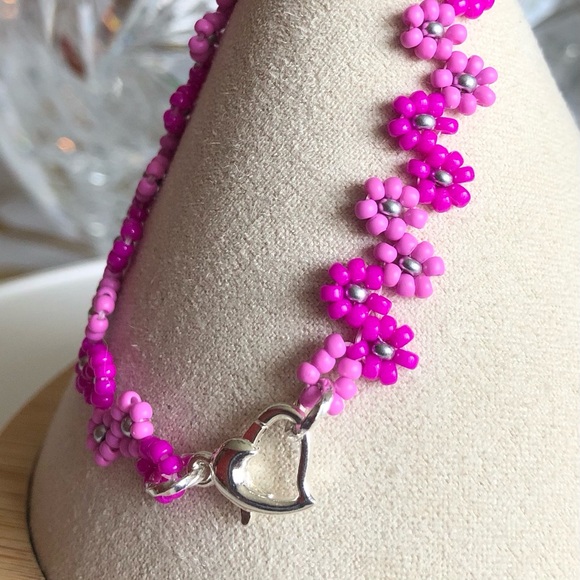 Mooey Bracelets Jewelry - Barbie Bracelet Pink Colors Flowers Daisy Silver fashion minimalist NEW